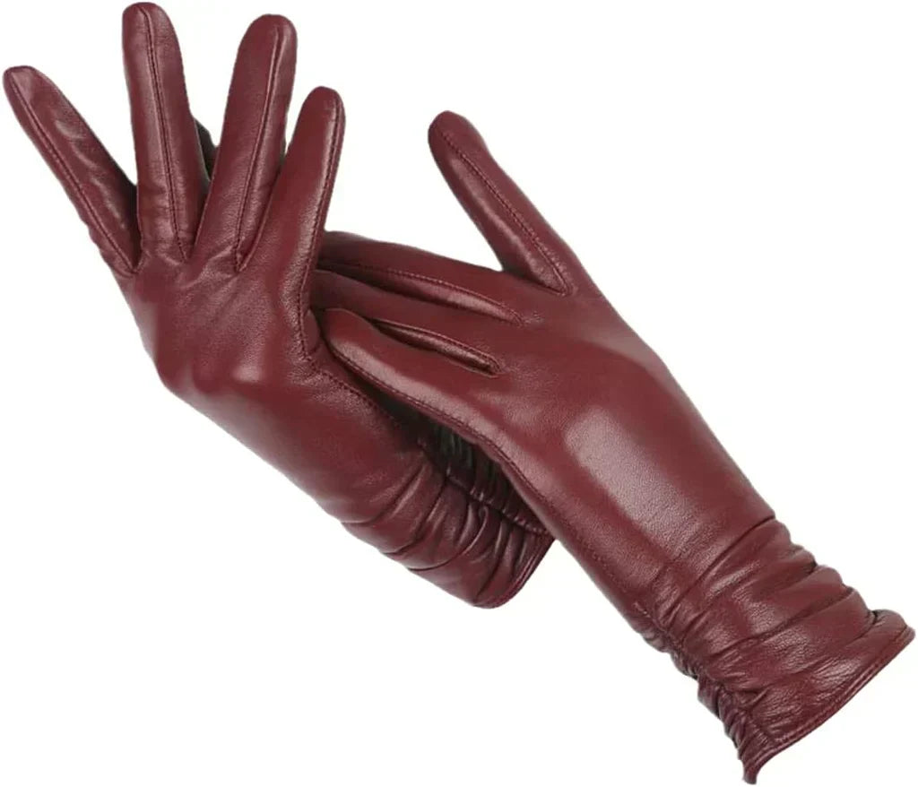 Gants d'hiver femme en cuir à doublure en laine 4