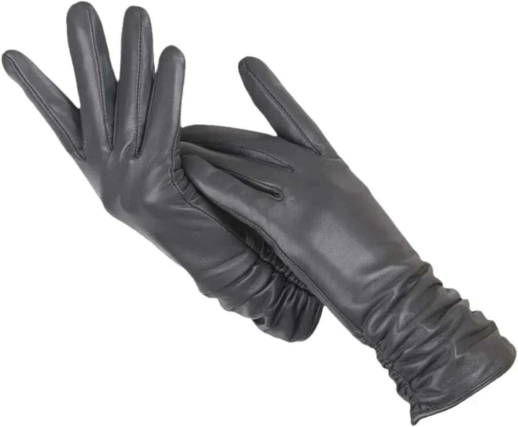 Gants d'hiver femme en cuir à doublure en laine 5