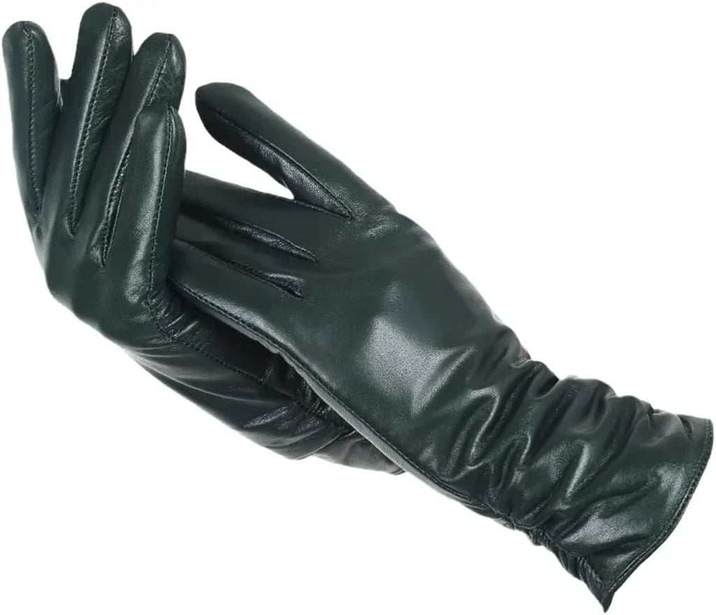 Gants d'hiver femme en cuir à doublure en laine 7