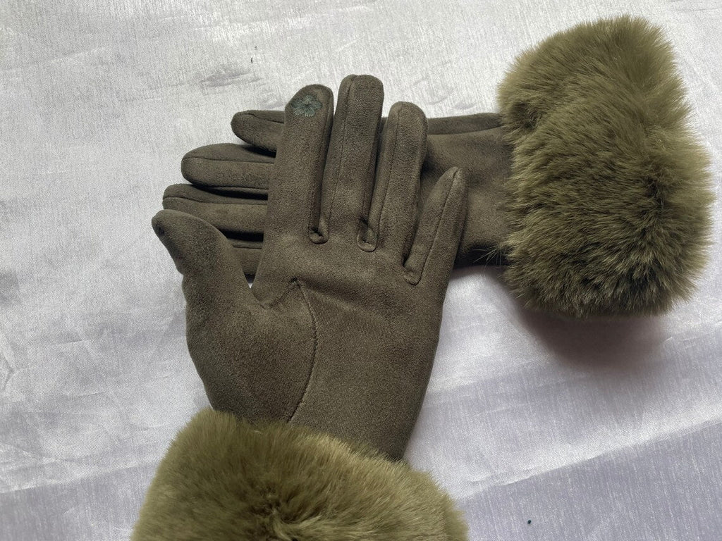 Gants d'hiver femme tactiles à bord en fausse fourrure 10