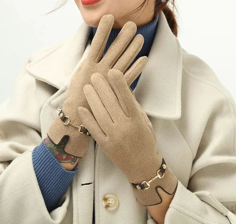 Gants d'hiver femme tactiles à boucle métallique 2