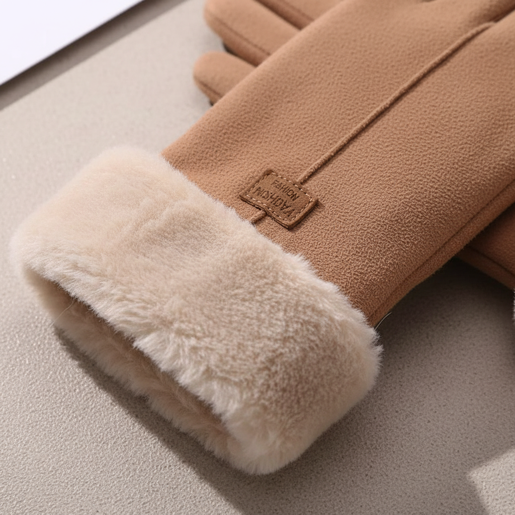 Gants d'hiver femme tactiles doublés à poignet en fausse fourrure 8