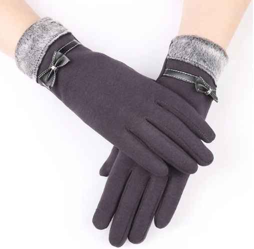 Gants d'hiver femme tactiles en laine à poignet à revers 8