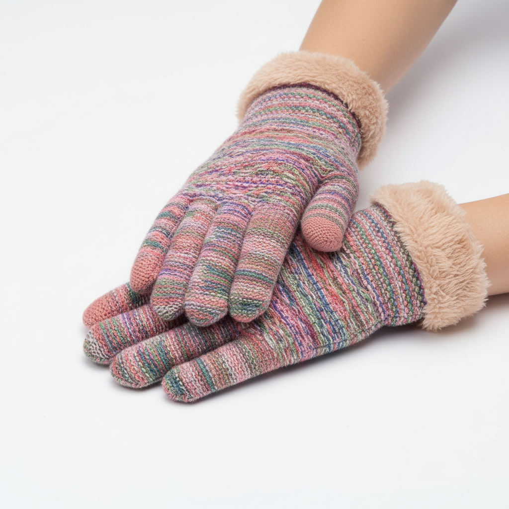 Gants d'hiver femme tactiles en maille torsadée à doublure polaire 10