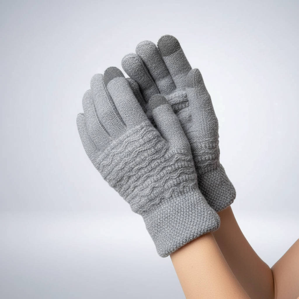 Gants d'hiver femme tactiles en maille torsadée à doublure polaire 4