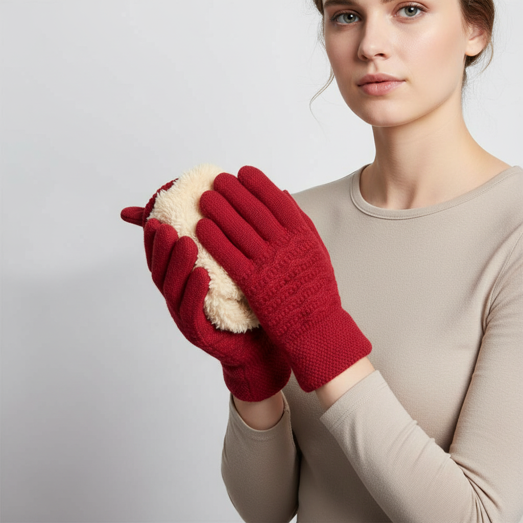 Gants d'hiver femme tactiles en maille torsadée à doublure polaire 8