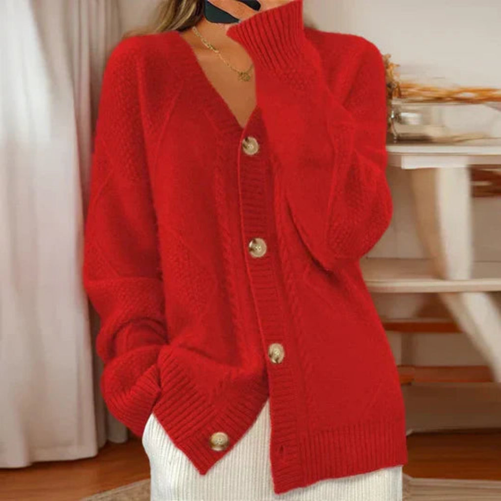 Gilet en coton femme torsadé boutonné à col montant 3