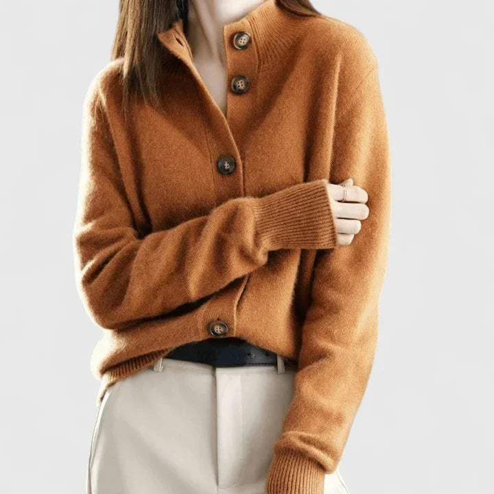 Gilet en maille col chemise boutonné à manches longues femme 2