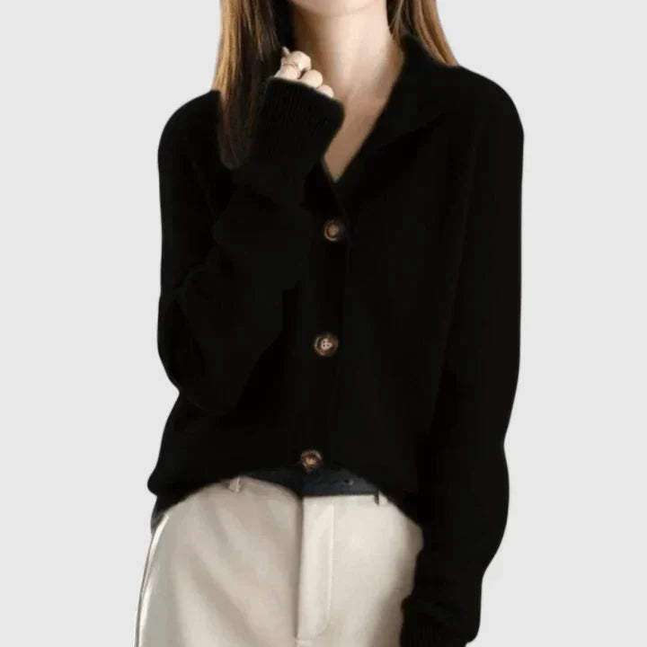 Gilet en maille col chemise boutonné à manches longues femme 3