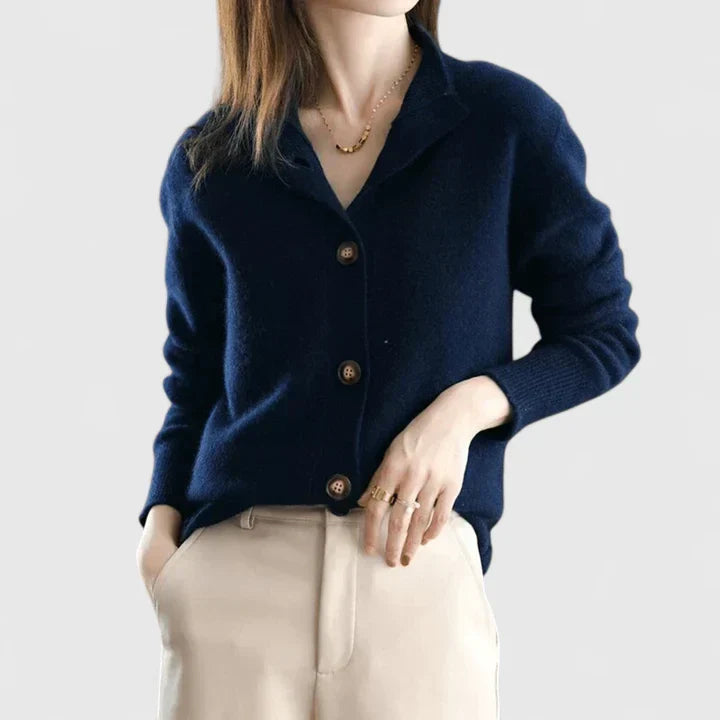Gilet en maille col chemise boutonné à manches longues femme 4