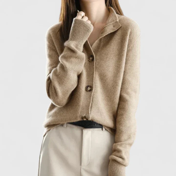 Gilet en maille col chemise boutonné à manches longues femme 5