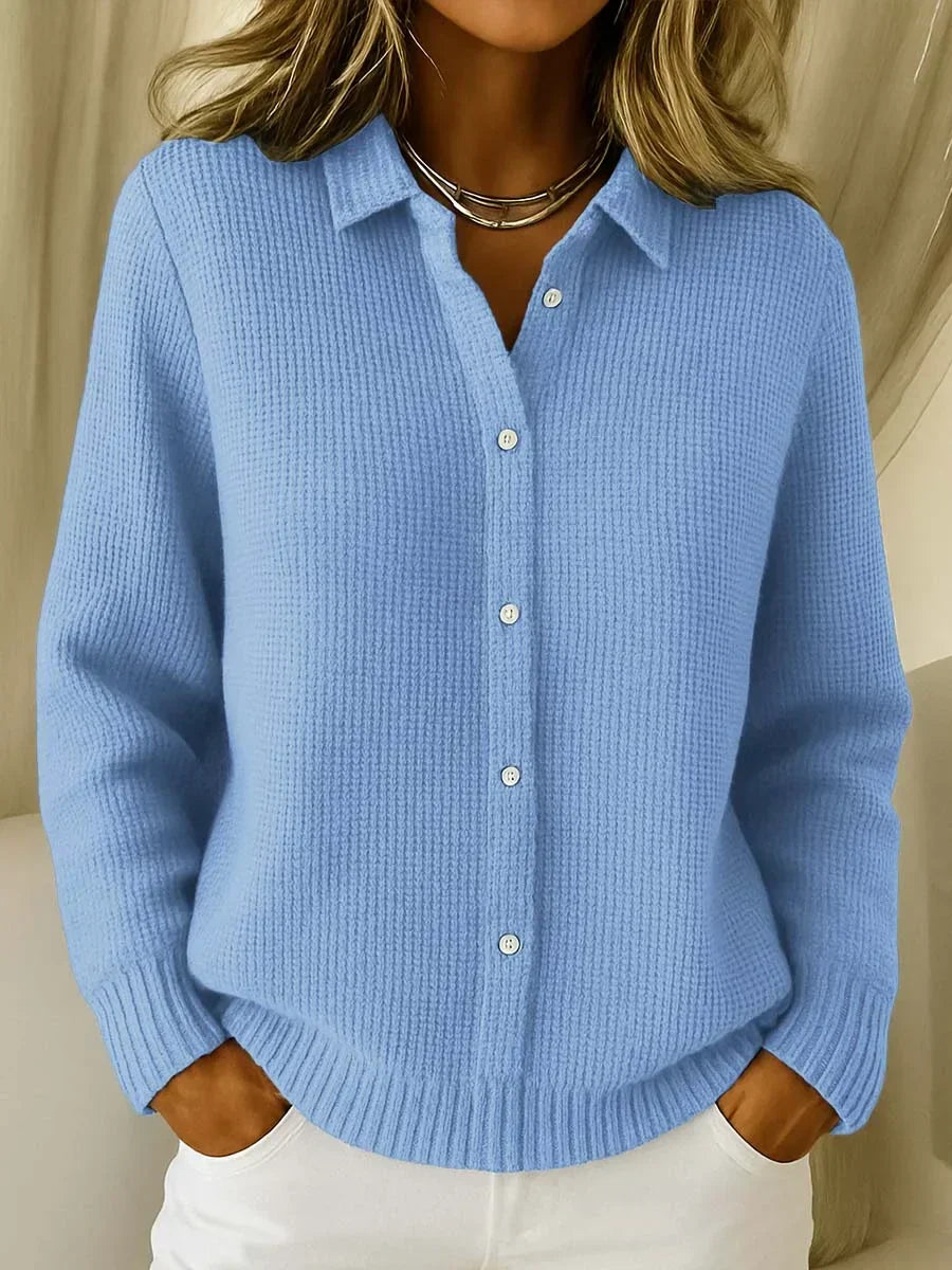 Gilet en maille douillette à col chemise femme 1