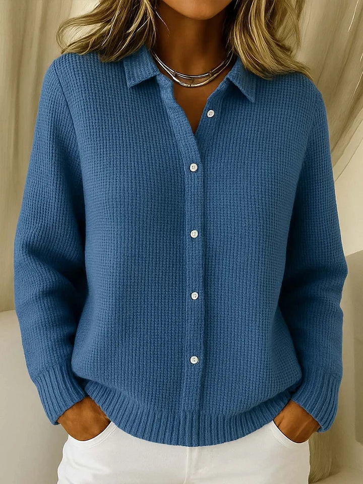 Gilet en maille douillette à col chemise femme 4