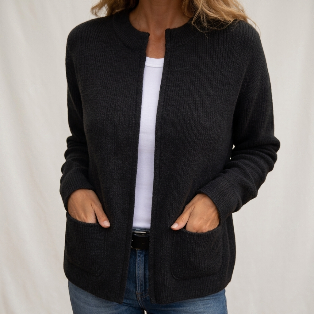 Gilet femme zippé en maille côtelée à col montant 2