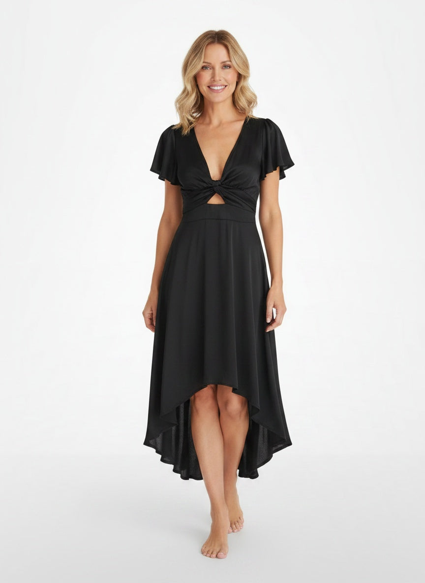 Full body view of the model wearing Robe midi élégante femme