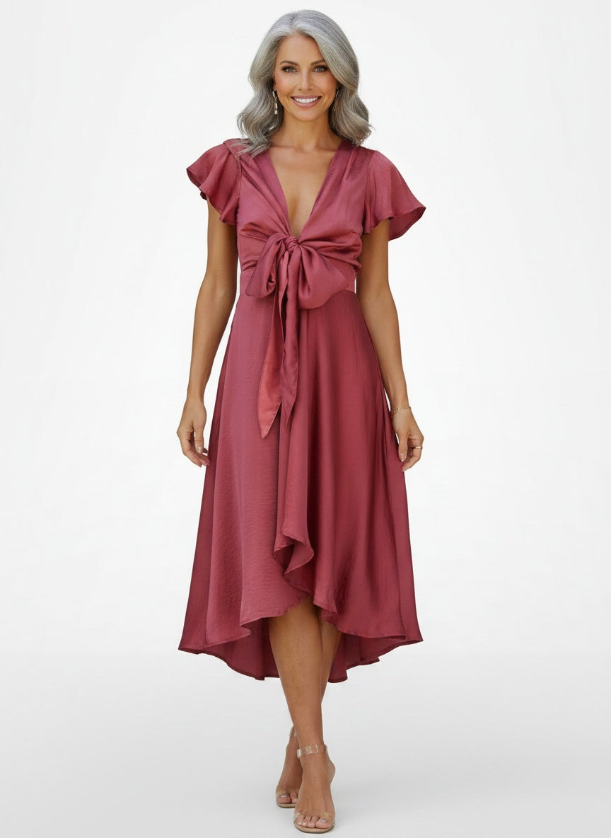 Full body view of the model wearing Robe midi élégante femme