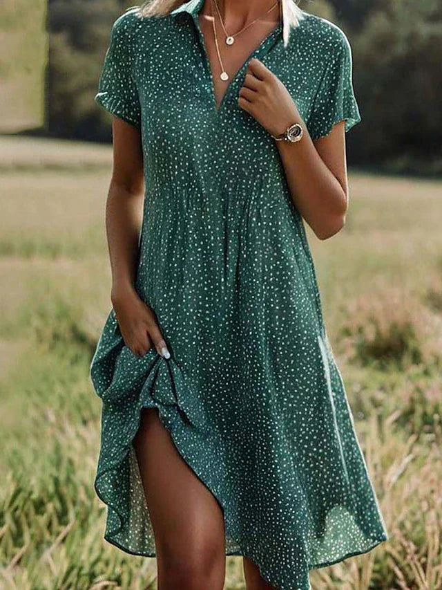 Robe chemise midi à manches courtes femme