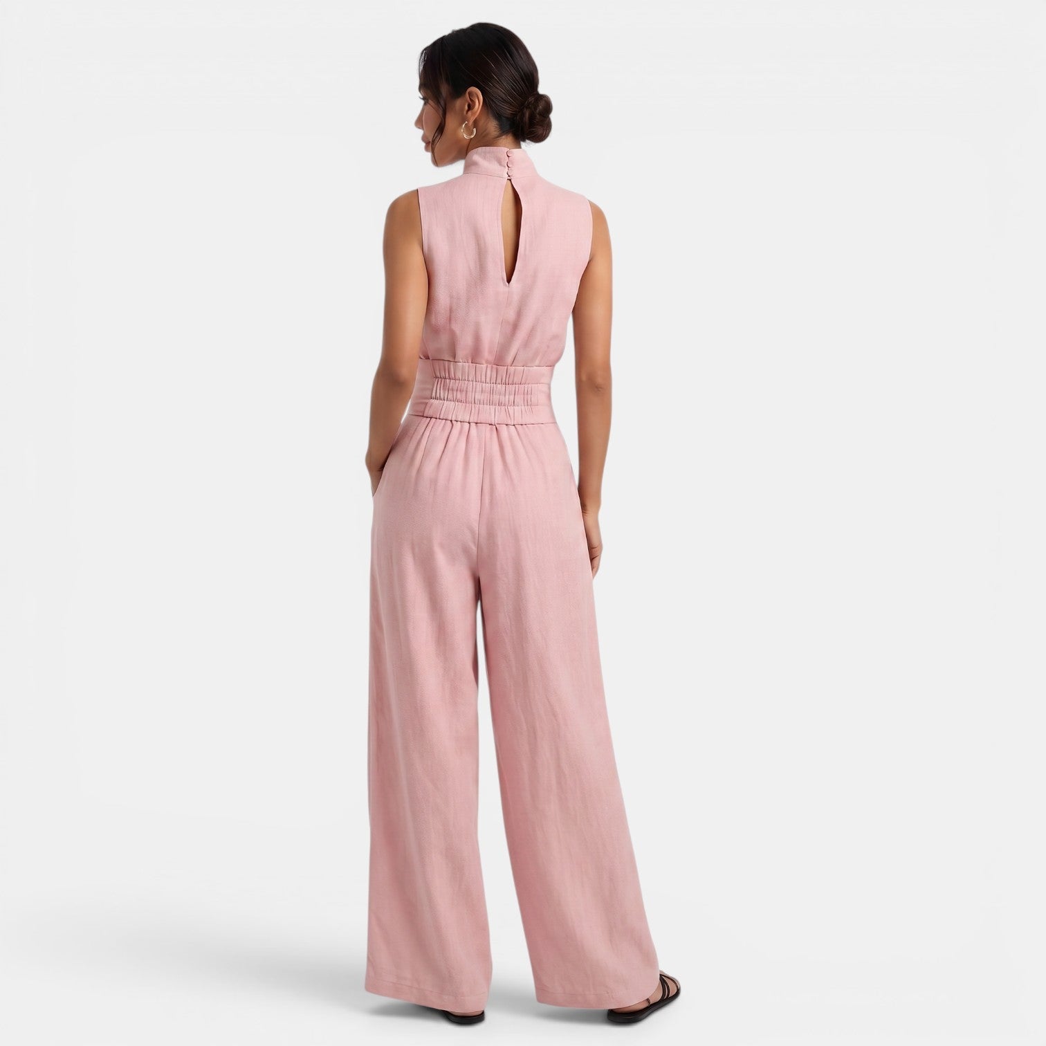 Ensemble femme sans manches en lin et coton, deux pièces chic