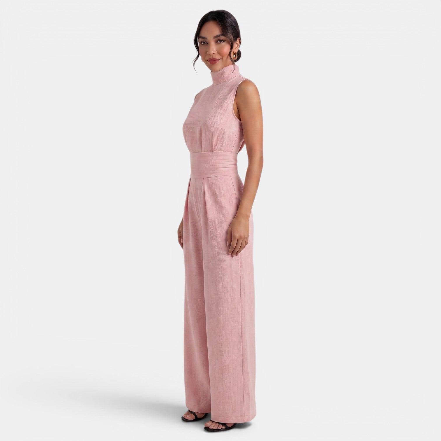 Ensemble femme sans manches en lin et coton, deux pièces chic