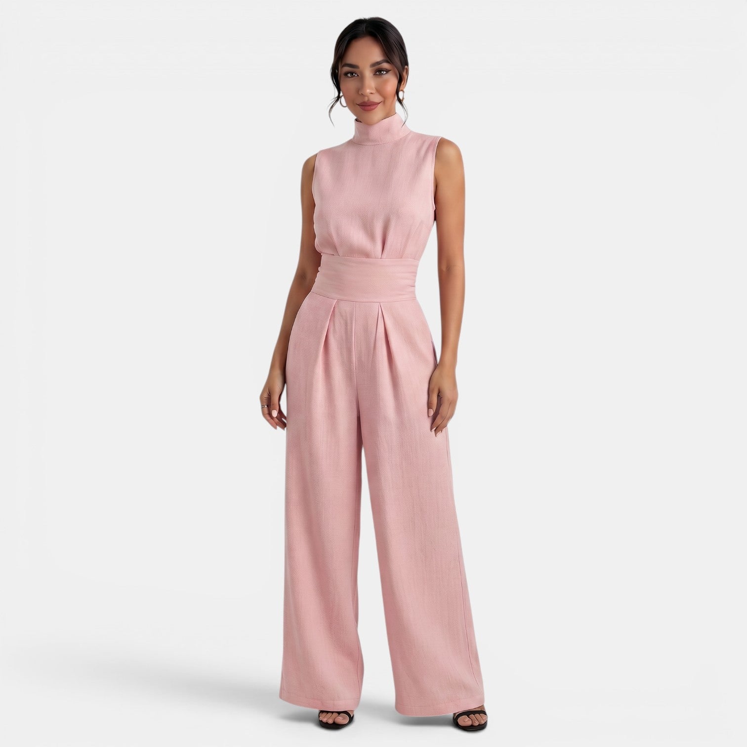 Ensemble femme sans manches en lin et coton, deux pièces chic