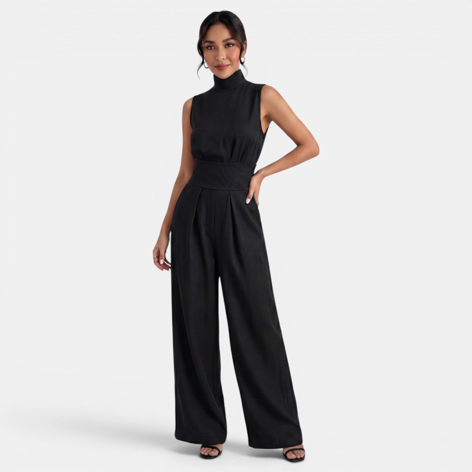 Ensemble femme sans manches en lin et coton, deux pièces chic