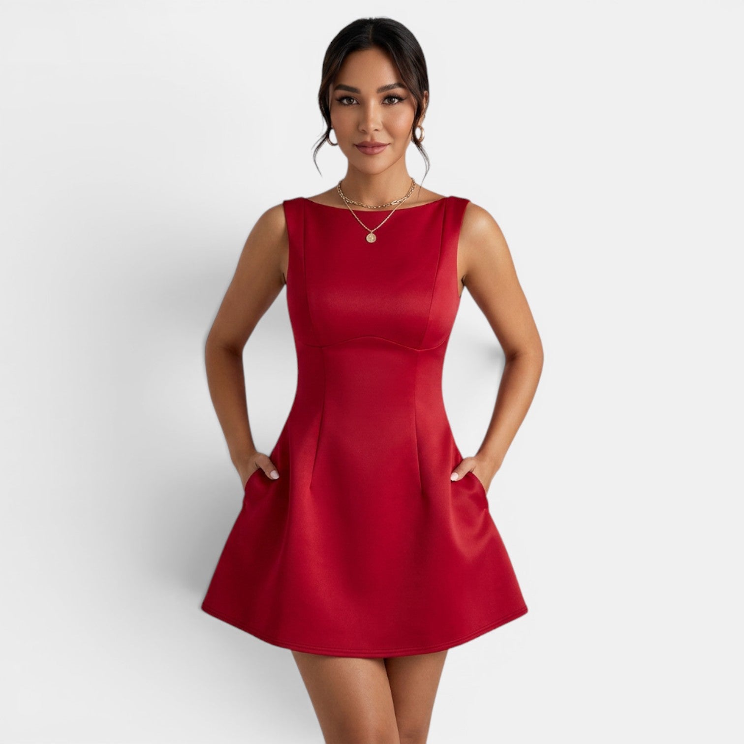 Robe courte d'été ajustée sans manches à dos nu