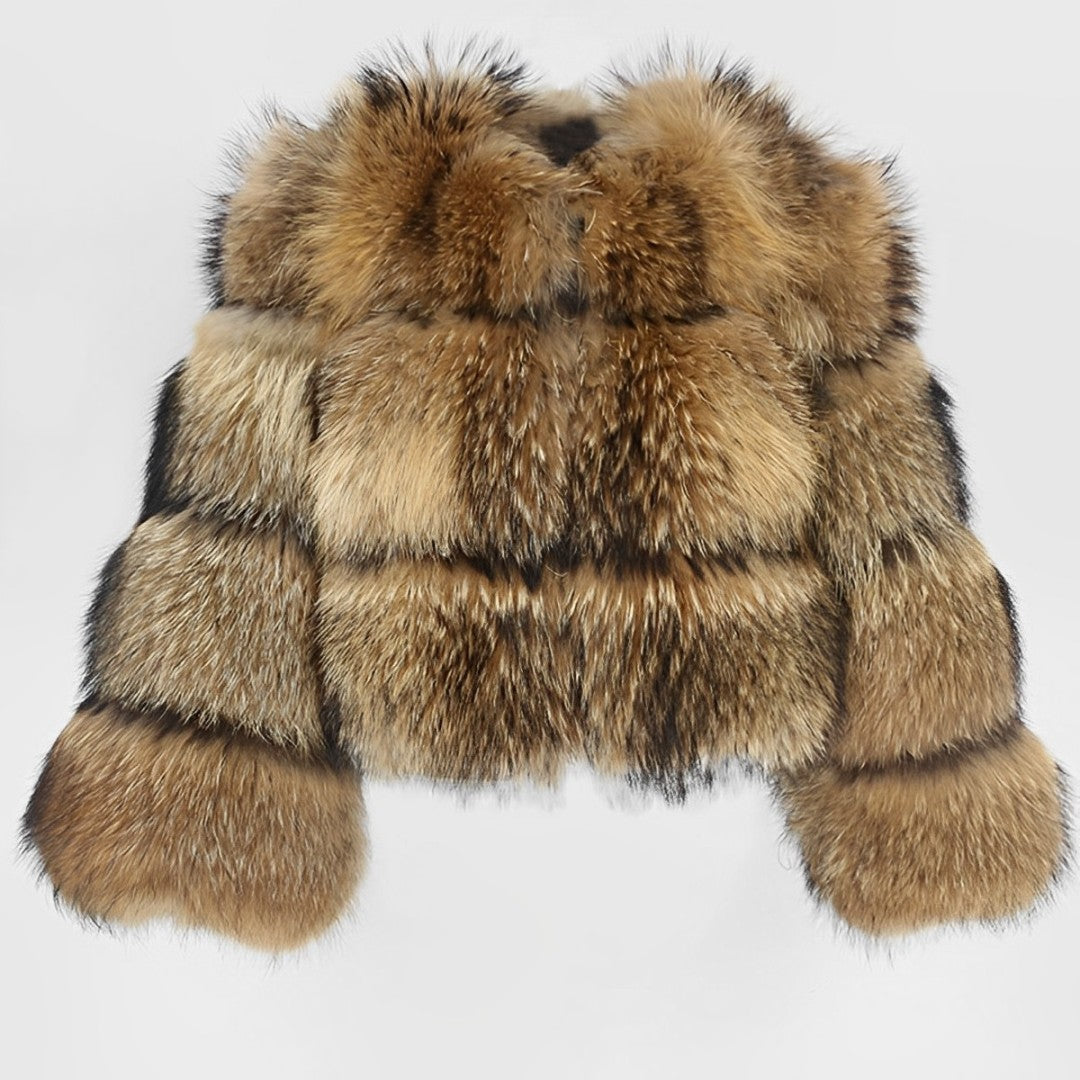 Manteau d'hiver femme en fausse fourrure à col montant et coupe droite 1