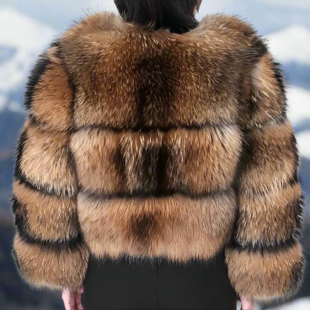 Manteau d'hiver femme en fausse fourrure à col montant et coupe droite 3