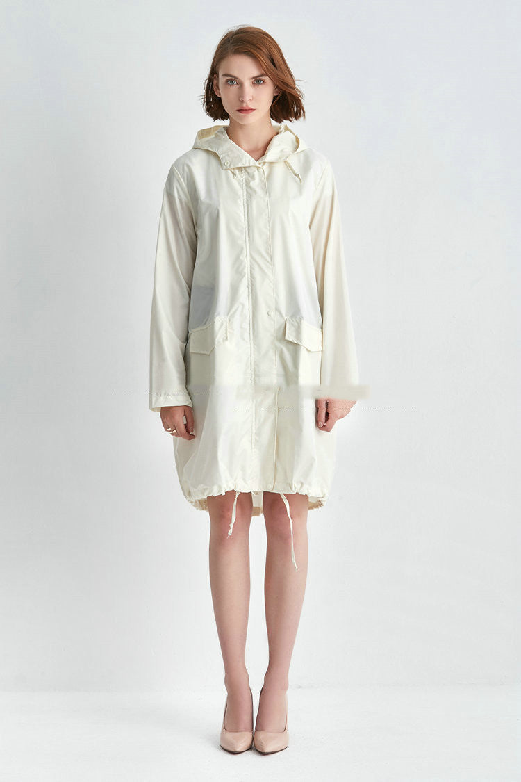 Manteau de pluie femme déperlant long et ample à capuche avec cordon de serrage 6