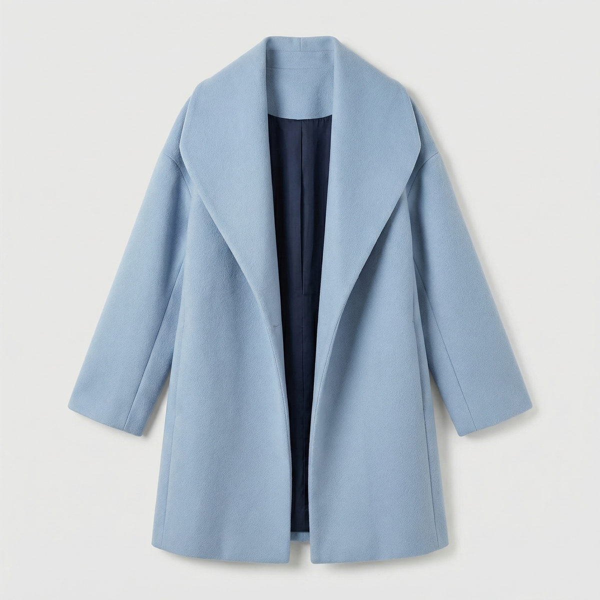 Manteau en laine femme portefeuille à col châle mi-long 8