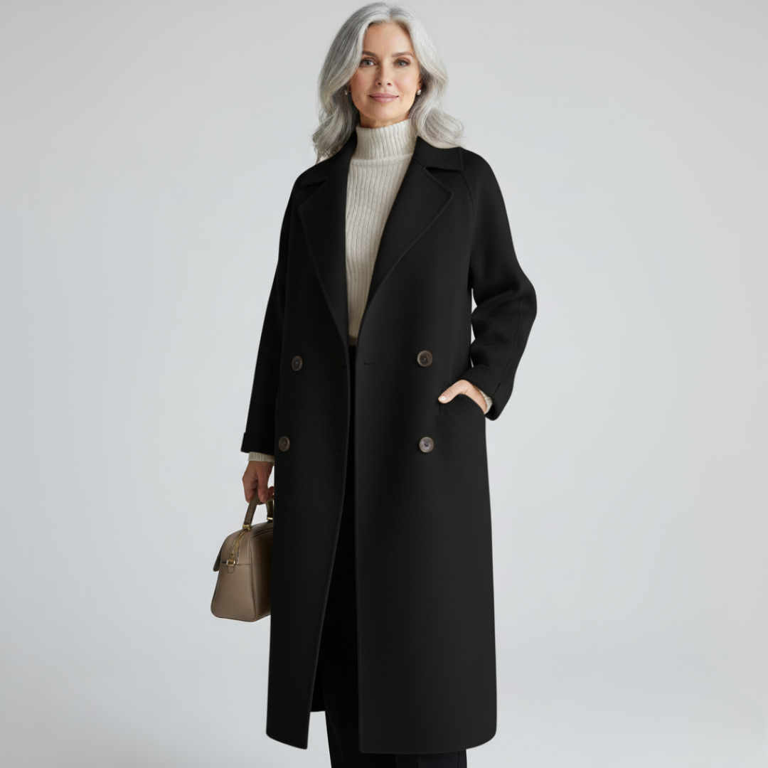 Manteau femme long en laine à ceinture et col cranté 3