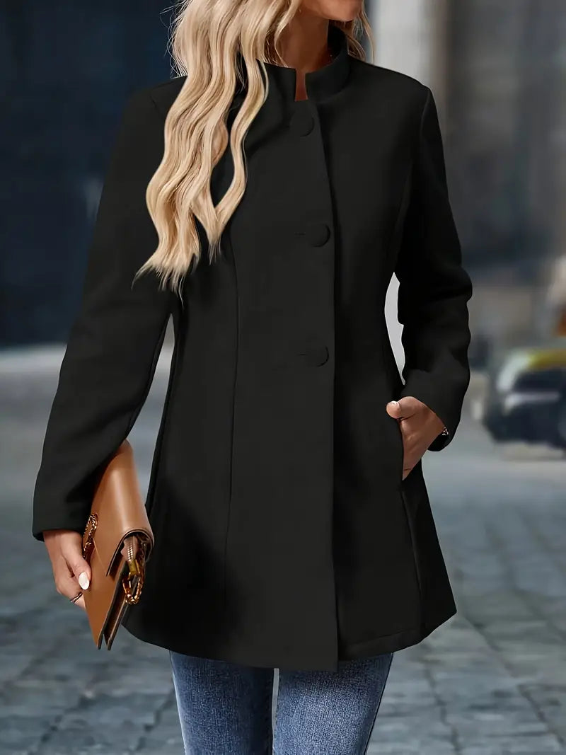 Manteau léger mi-saison à col officier boutonné femme 10
