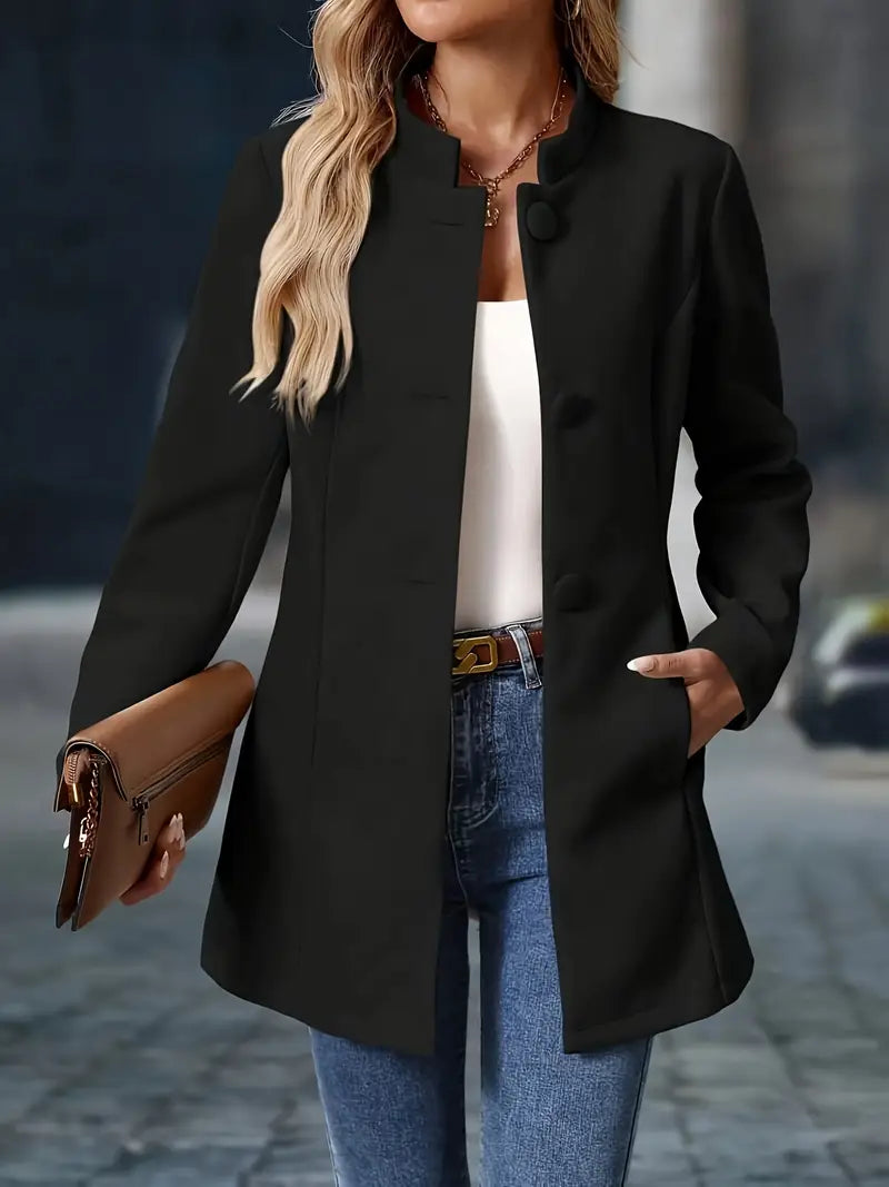 Manteau léger mi-saison à col officier boutonné femme 12