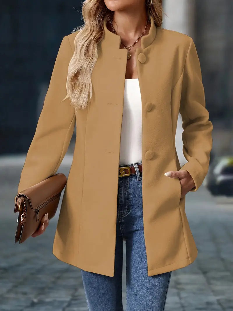 Manteau léger mi-saison à col officier boutonné femme 15