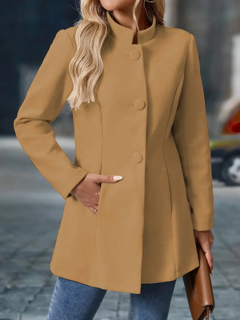 Manteau léger mi-saison à col officier boutonné femme 16