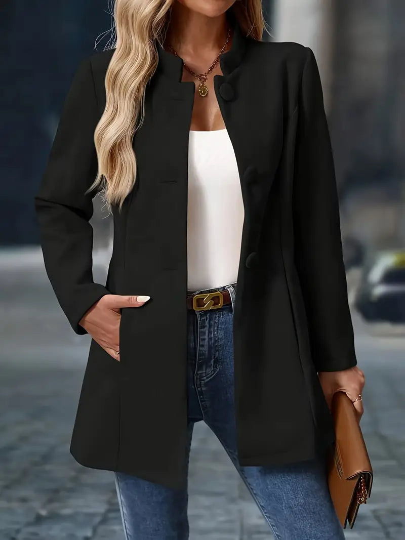 Manteau léger mi-saison à col officier boutonné femme 2