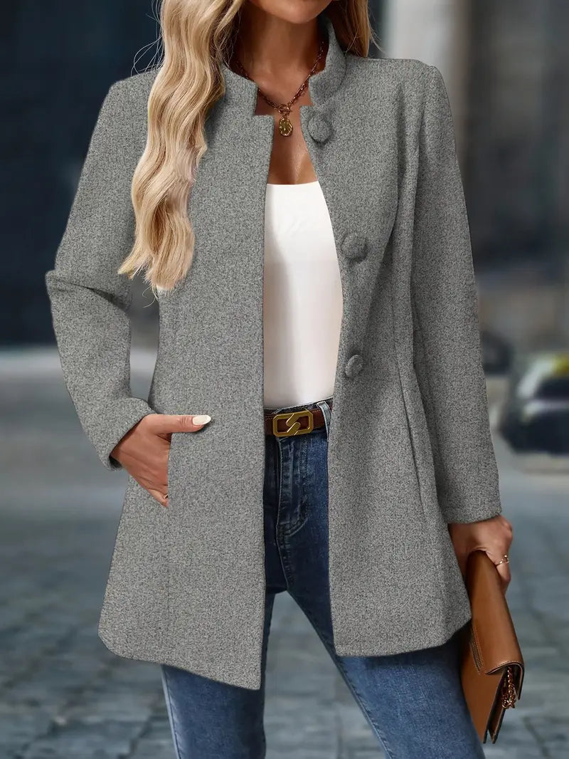 Manteau léger mi-saison à col officier boutonné femme 4