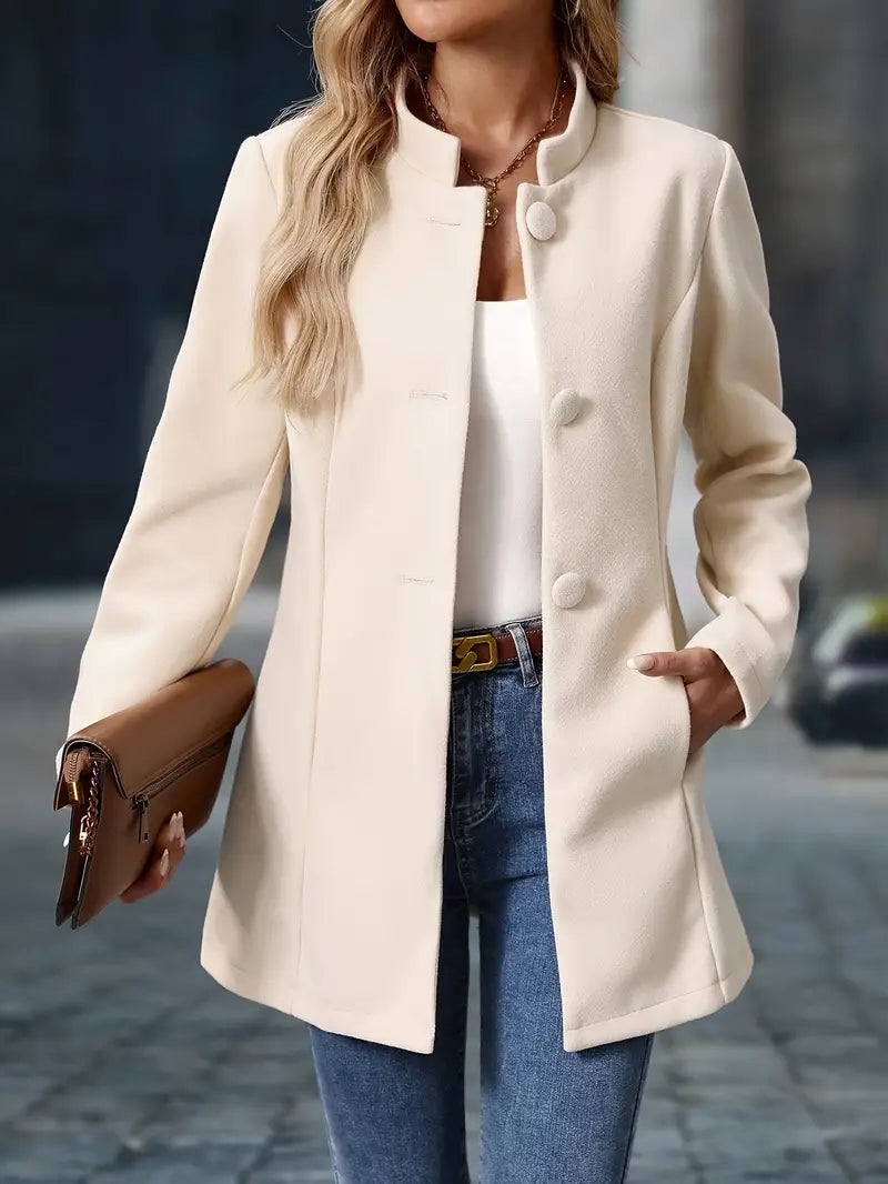 Manteau léger mi-saison à col officier boutonné femme 8