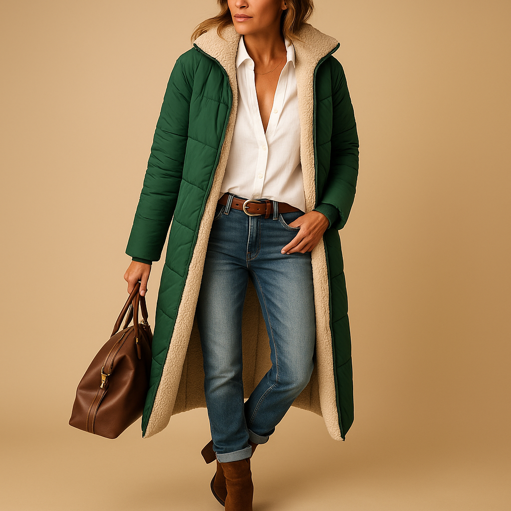 Manteau long d'hiver femme chic et élégant à coupe moderne 2