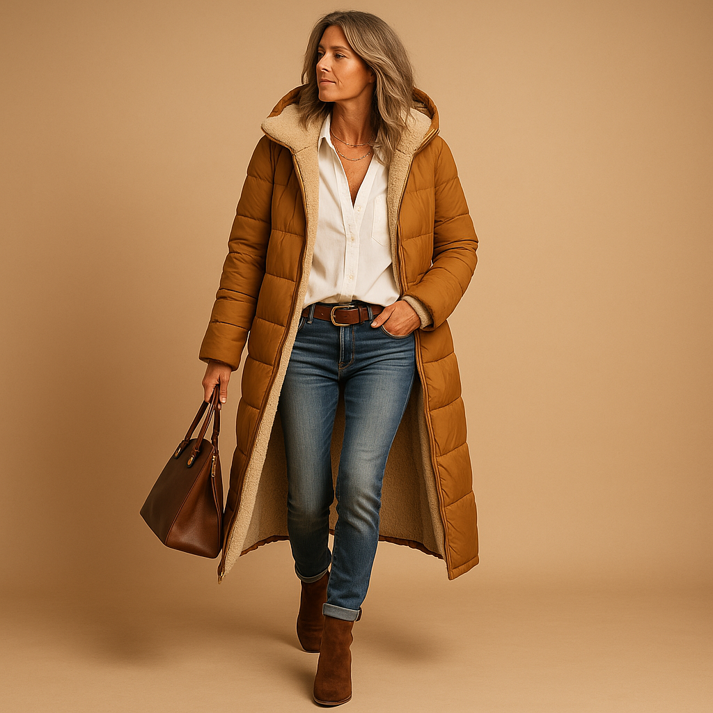 Manteau long d'hiver femme chic et élégant à coupe moderne 3
