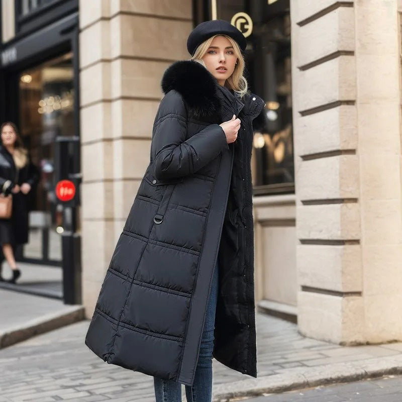 Manteau long d'hiver femme cintré à manches longues et poches 15