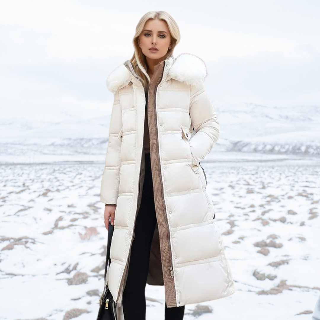 Manteau long d'hiver femme cintré à manches longues et poches 4