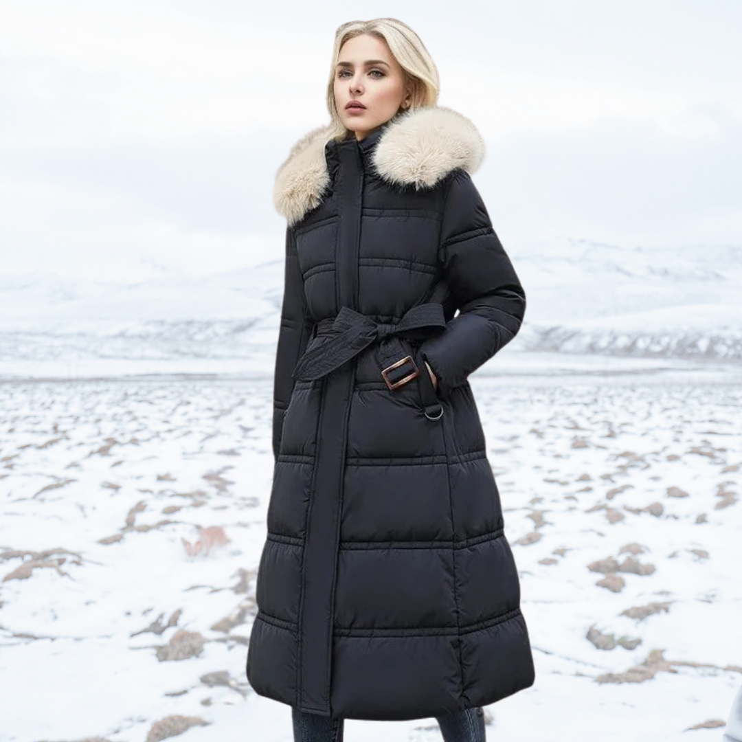 Manteau long d'hiver femme cintré à manches longues et poches 6