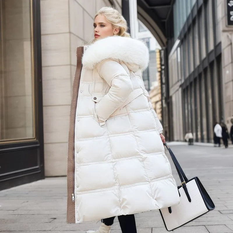 Manteau long d'hiver femme cintré à manches longues et poches 9