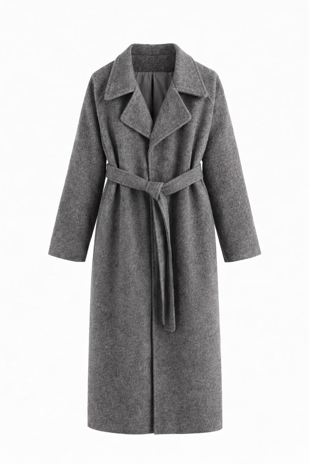 Manteau long en laine femme cache-cœur à col cranté 4
