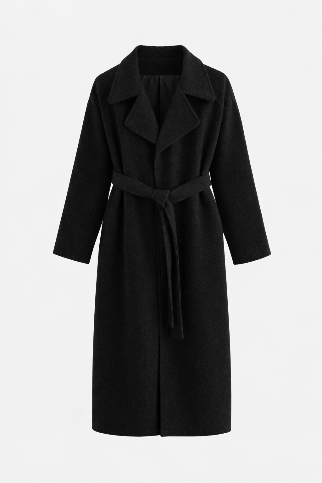 Manteau long en laine femme cache-cœur à col cranté 5