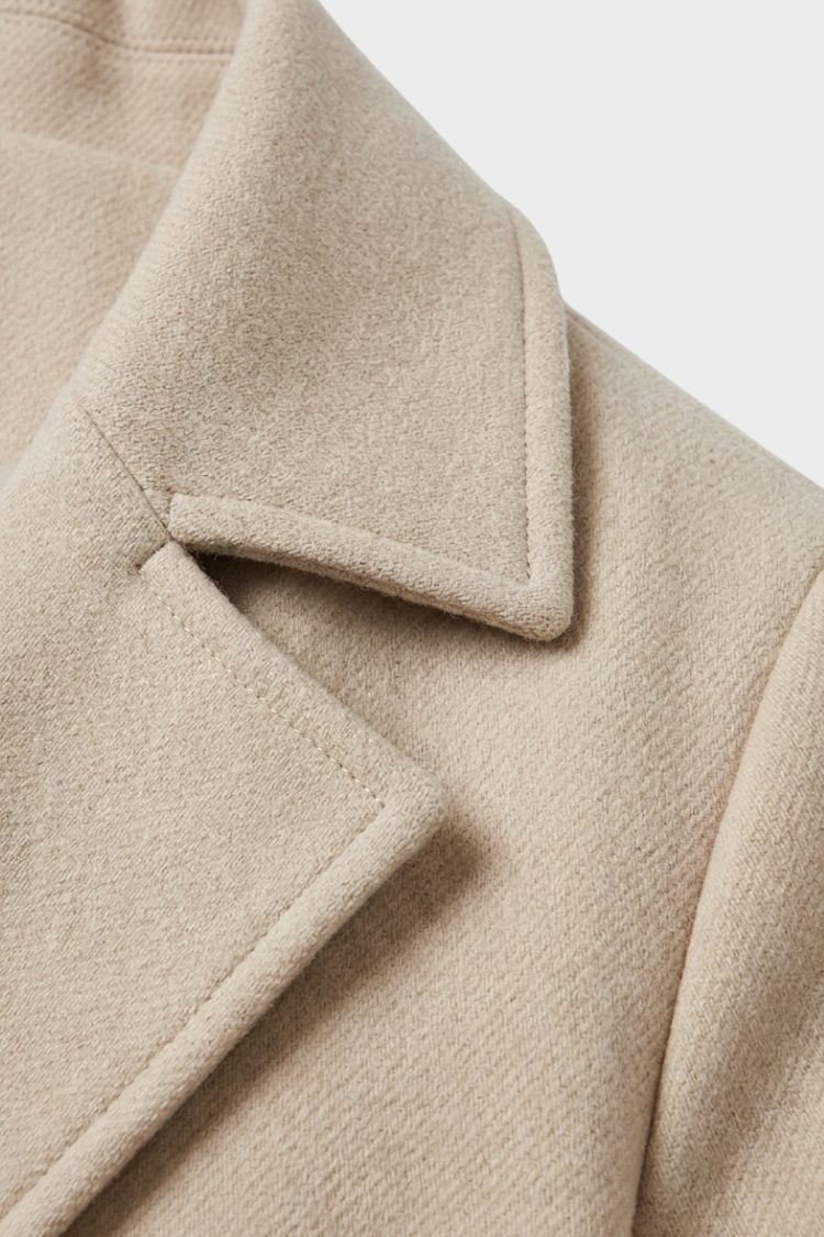Manteau long en laine femme ceinturé à col cranté 6