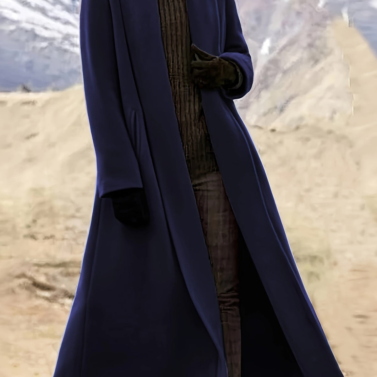 Manteau long femme en laine coupe évasée à col à revers 10