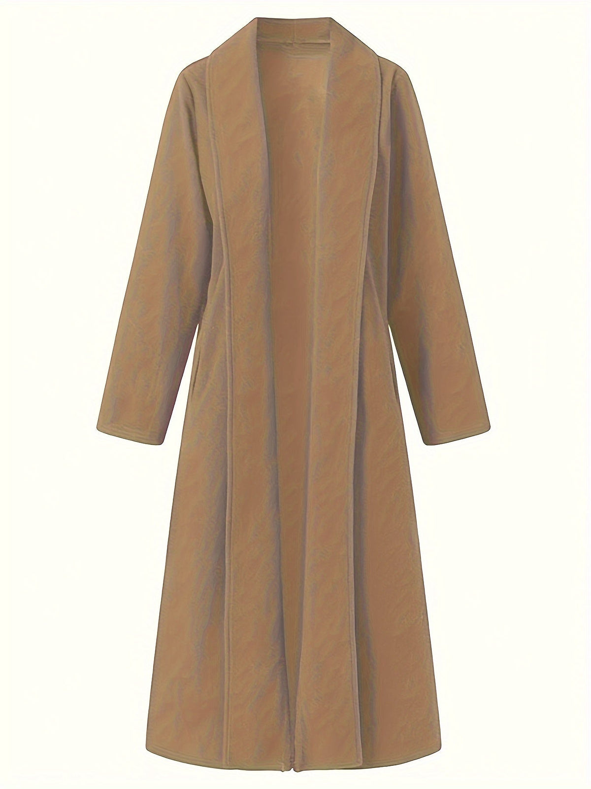 Manteau long femme en laine coupe évasée à col à revers 16