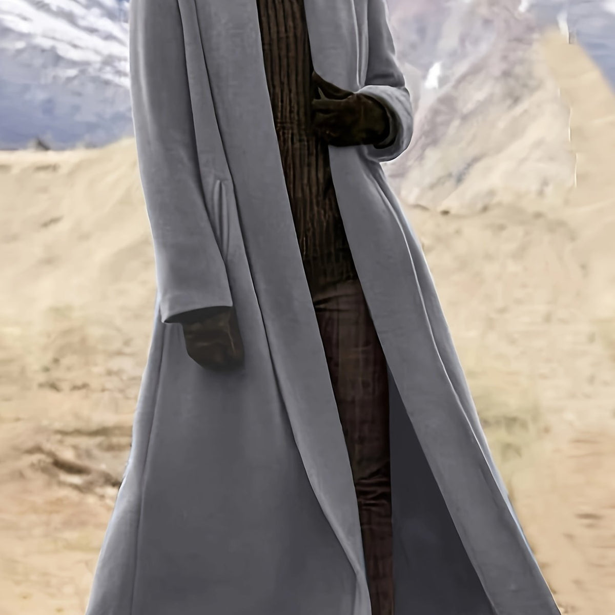 Manteau long femme en laine coupe évasée à col à revers 22